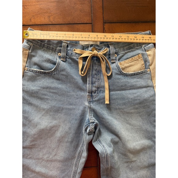 Beautiful Soul Light Wash Wide Leg Jeans Blue Tan Side Stripe Drawstring 32x29 - Picture 6 of 8